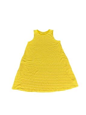 Time and True Women’s yellow stripes sleeveless knit swing dress stretchy